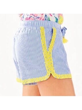 Lilly Pulitzer Katia blue white stripes yellow embroidery